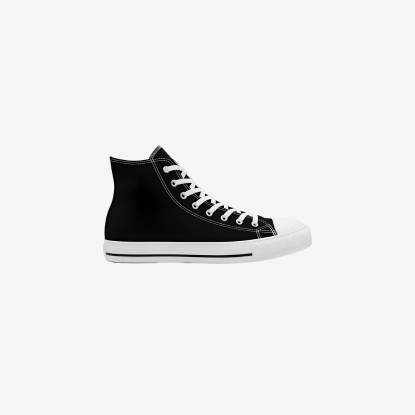 Picture of Womens Fashion Canvas Sneaker Low-Cut Lace-Up Casual Shoes High-Top Black