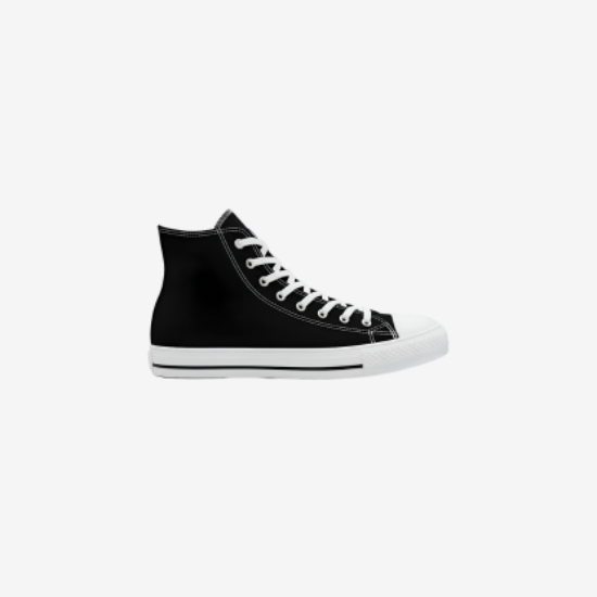Picture of Womens Fashion Canvas Sneaker Low-Cut Lace-Up Casual Shoes High-Top Black