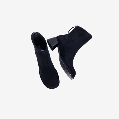 Picture of Elevate your style effortlessly with these stunning black suede ankle boots